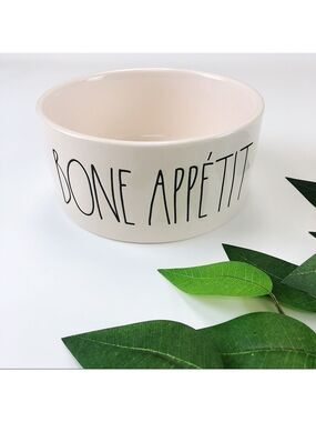 𝅺RAE Dunn Bone Appetit ceramic pet bowl NEW